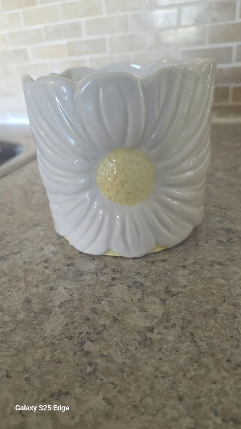 White Daisy Ceramic Planter