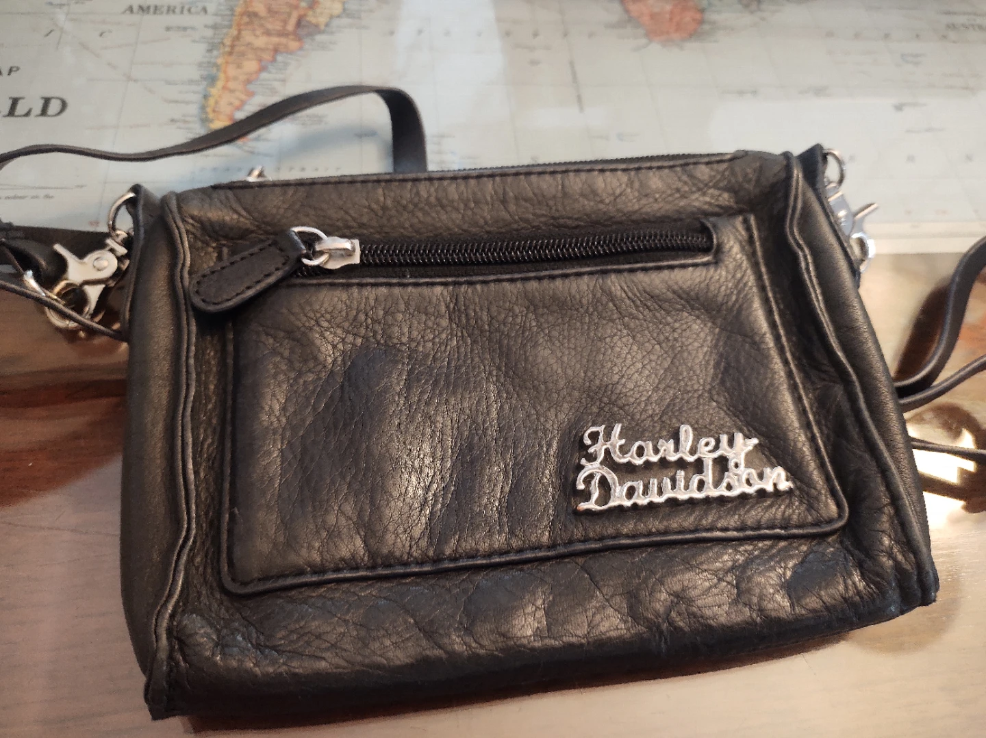 Harley-Davidson Black Leather Crossbody Bag