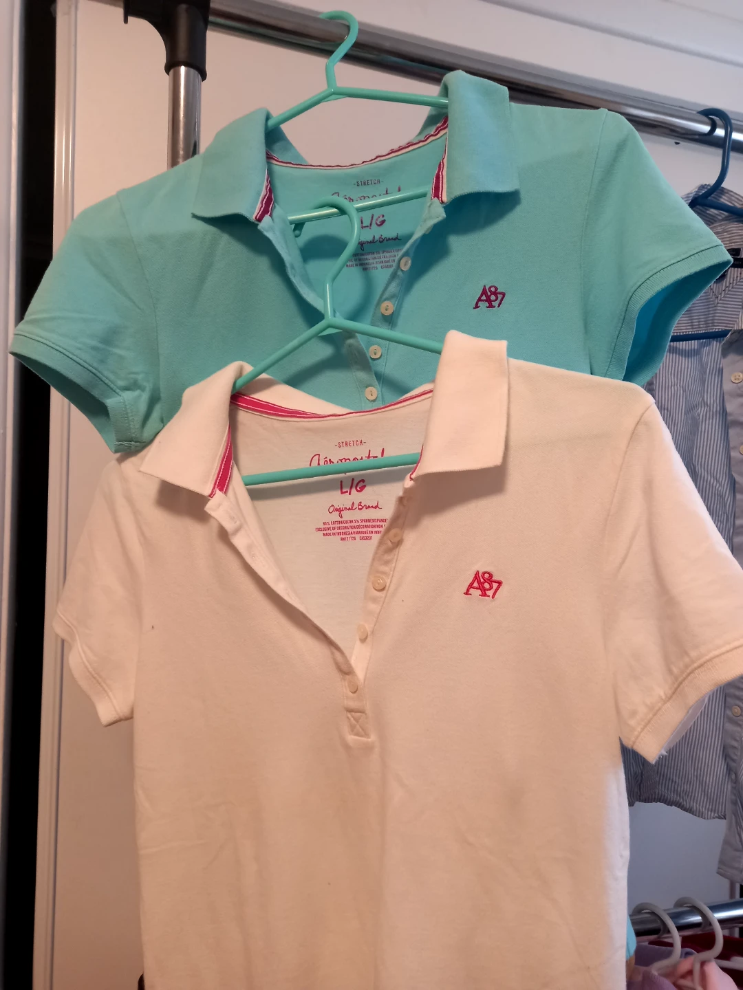Aeropostale Polo Shirts (2) - L - White & Teal - photo 3