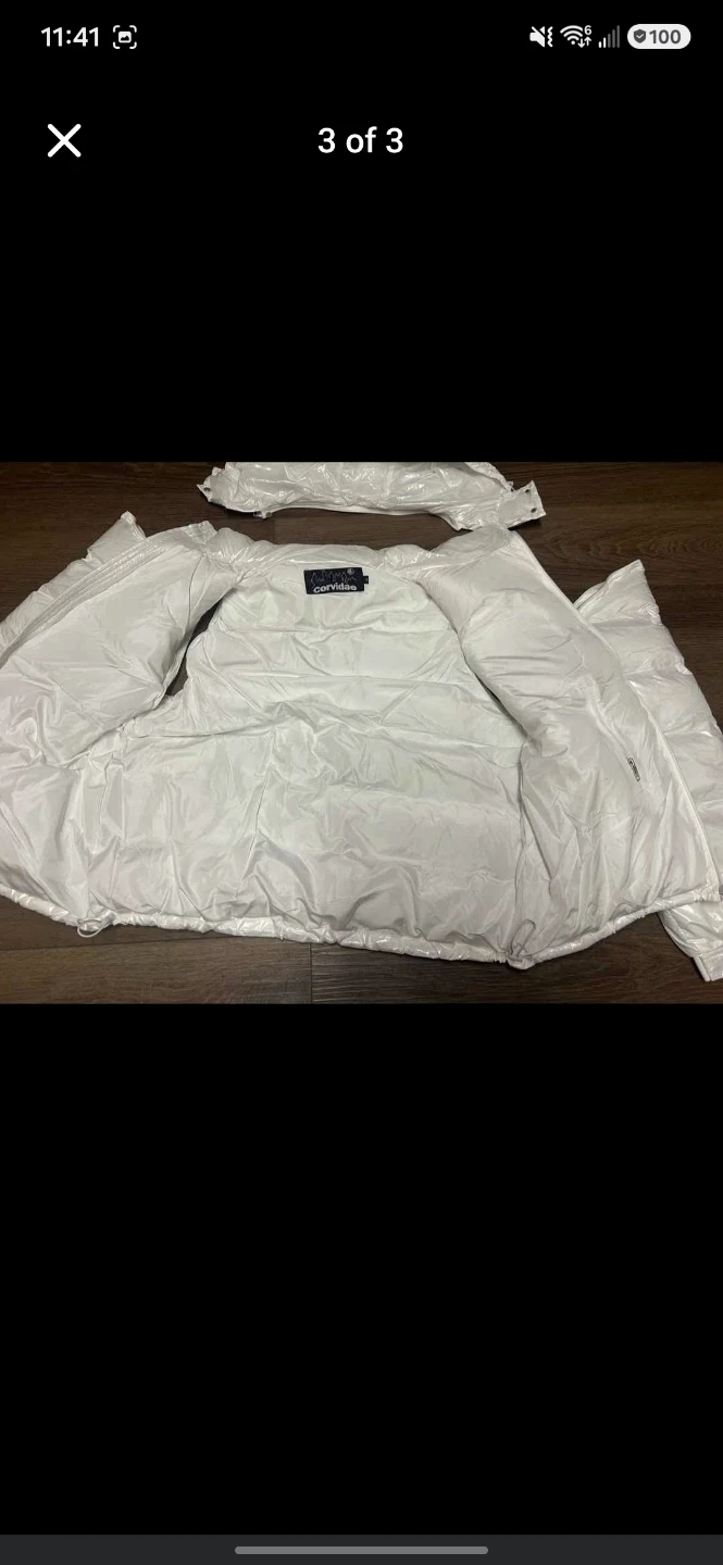 White Puffer Jacket with Hood - photo 3
