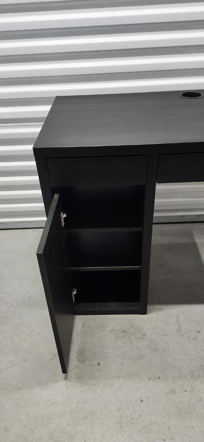 Ikea Black Desk with Drawer and Cabinet - photo 4