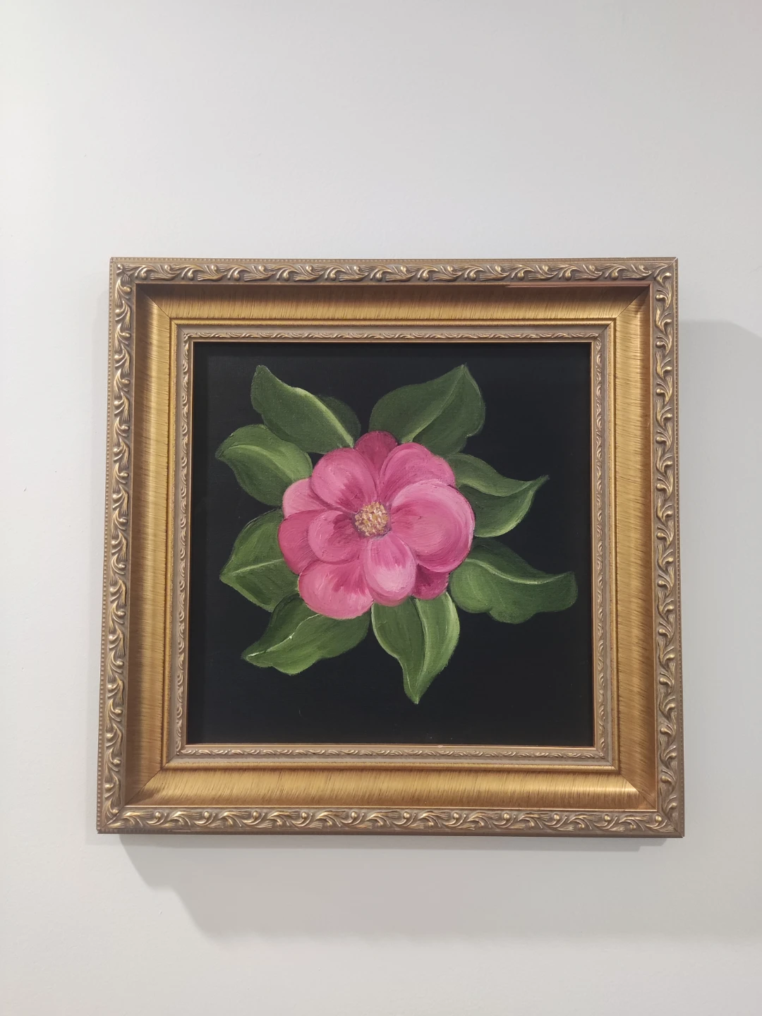 Oil painting of a flower on canvas.