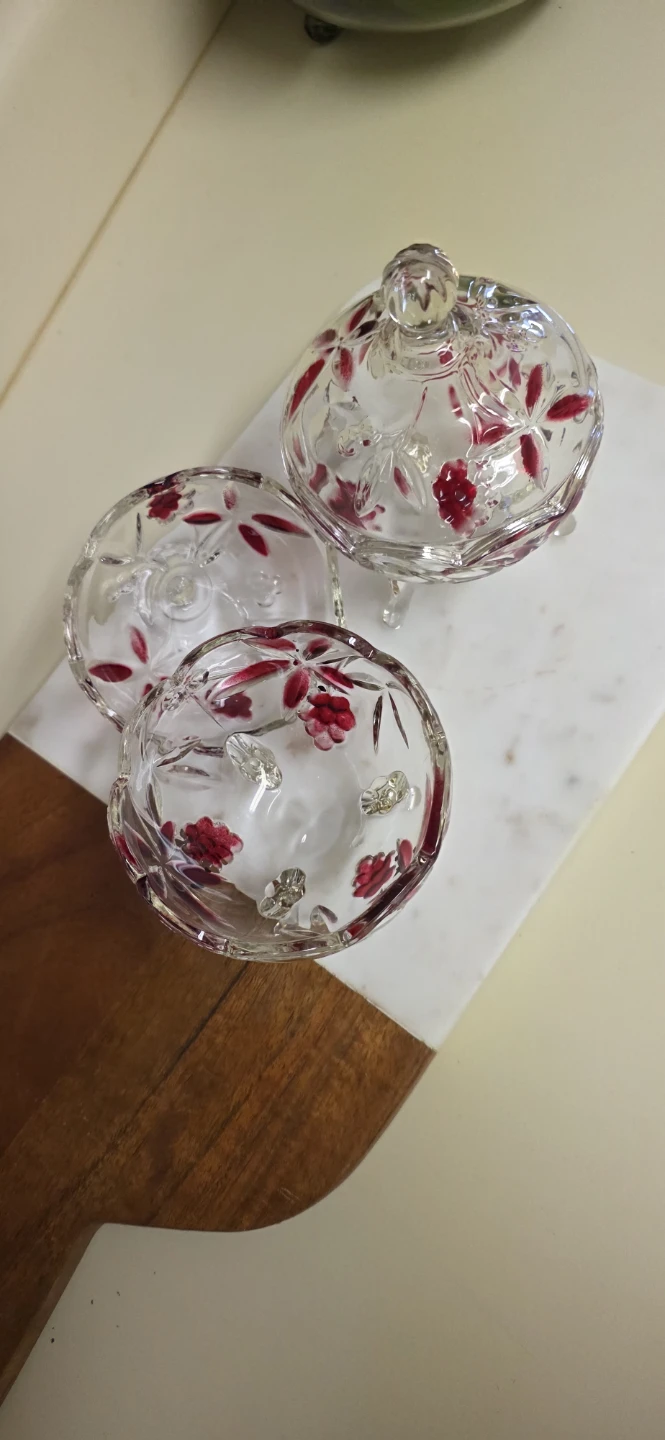 Vintage Anna Hütte Red Crystal Candy Dishes (Set of 2)1970s - photo 4