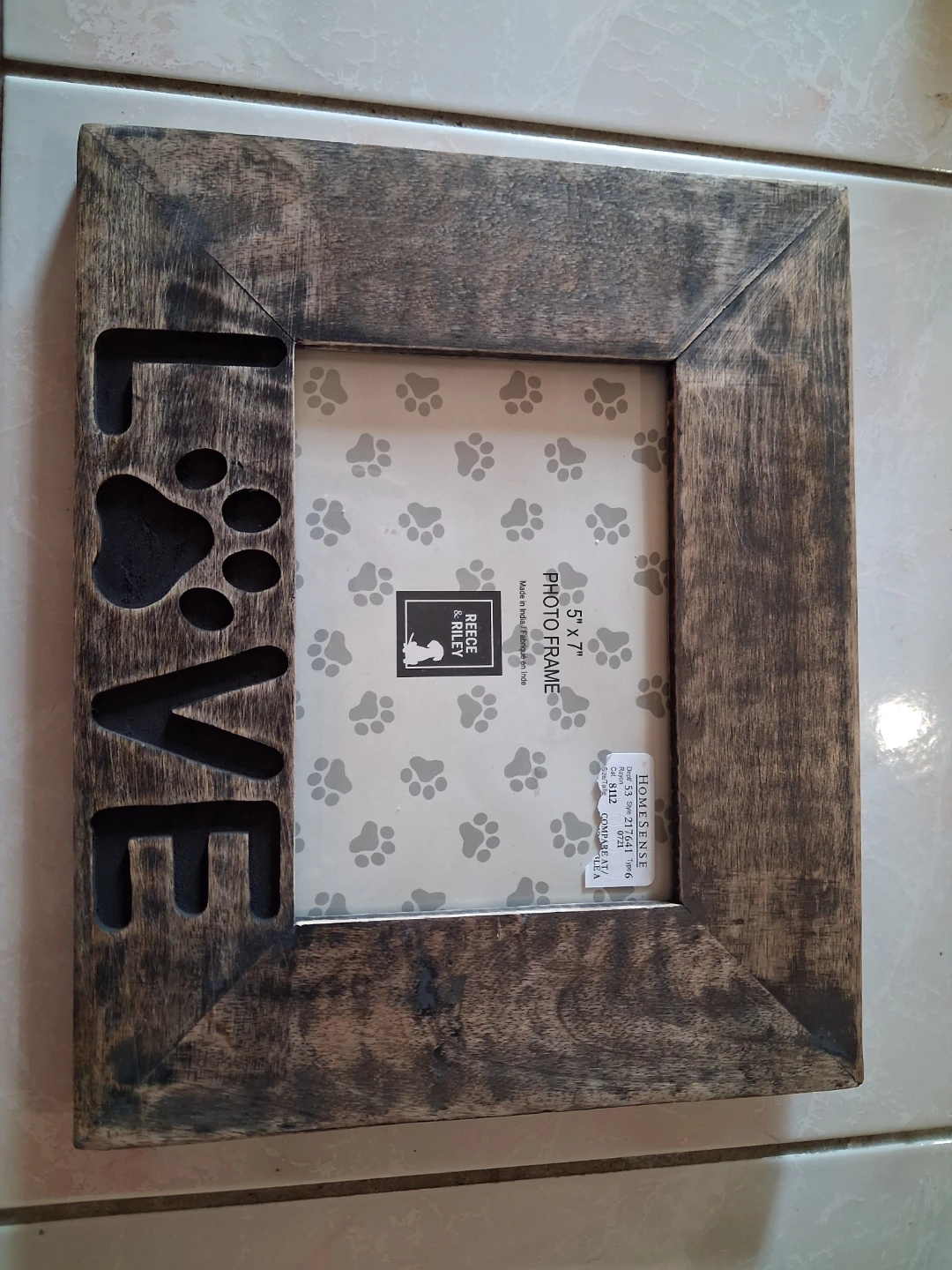 Homesense 5" x 7" LOVE Photo Frame with Paw Print Design