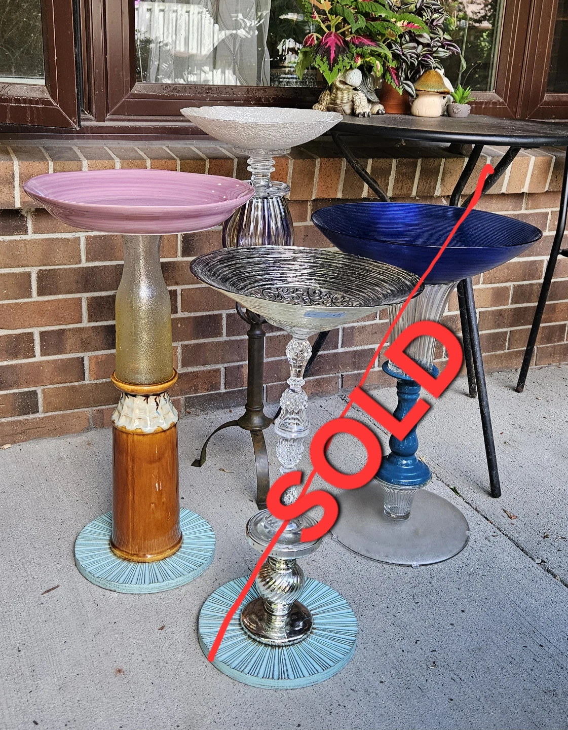 Upcycled Glass & Ceramic Bird Baths – One-of-a-Kind Garden Art!