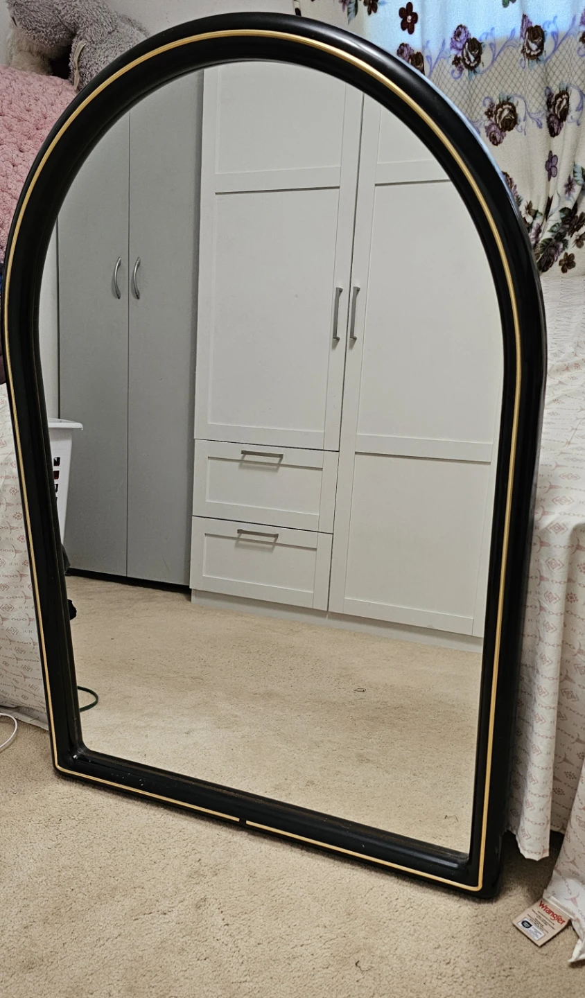 Arched Black Mirror with Gold Trim - photo 3