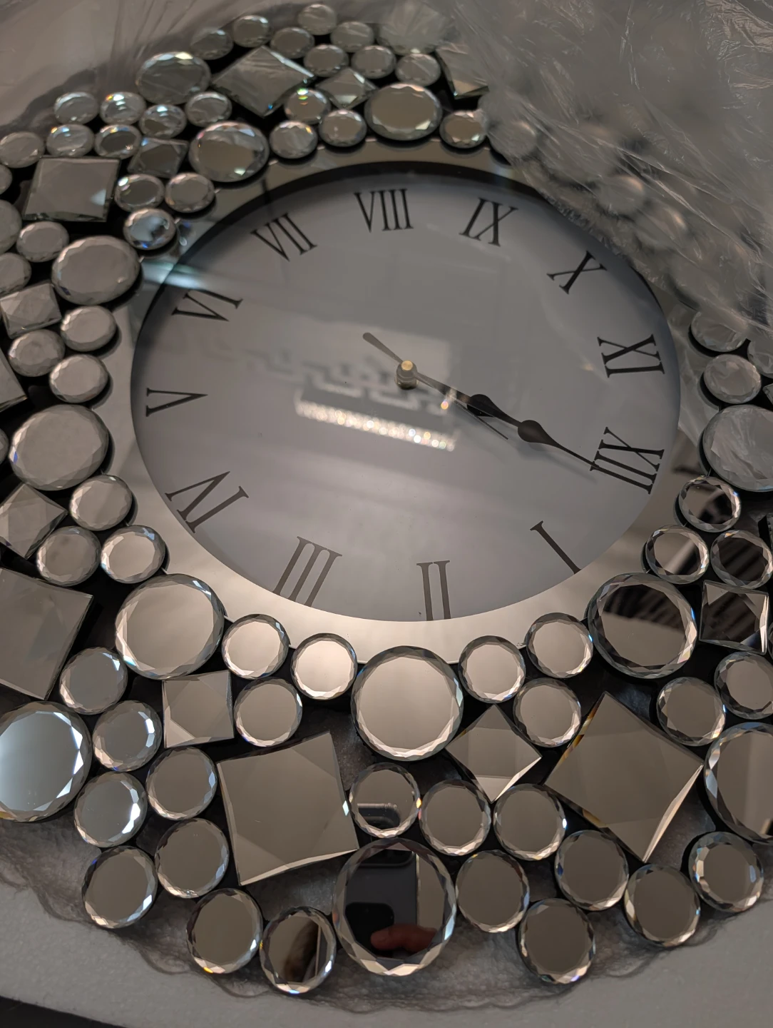 Decorative Wall Clock with Mirrored Accents