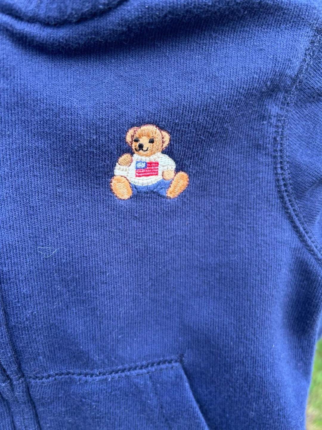 Ralph Lauren Navy Zip-Up Hoodie with Teddy Bear (6M) - photo 4
