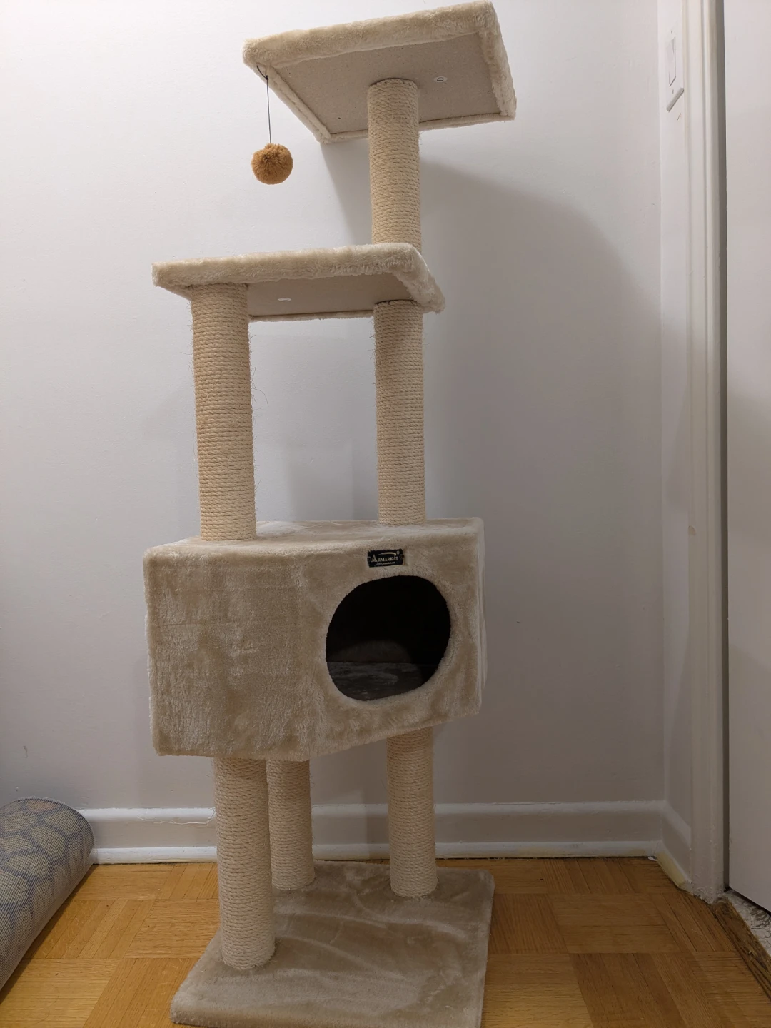 Beige Cat Tree Condo with Dangling Toy - photo 3