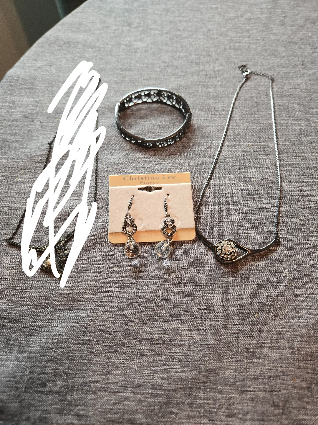 Christina Lee Crystal Earrings, bracelet and Necklace Set