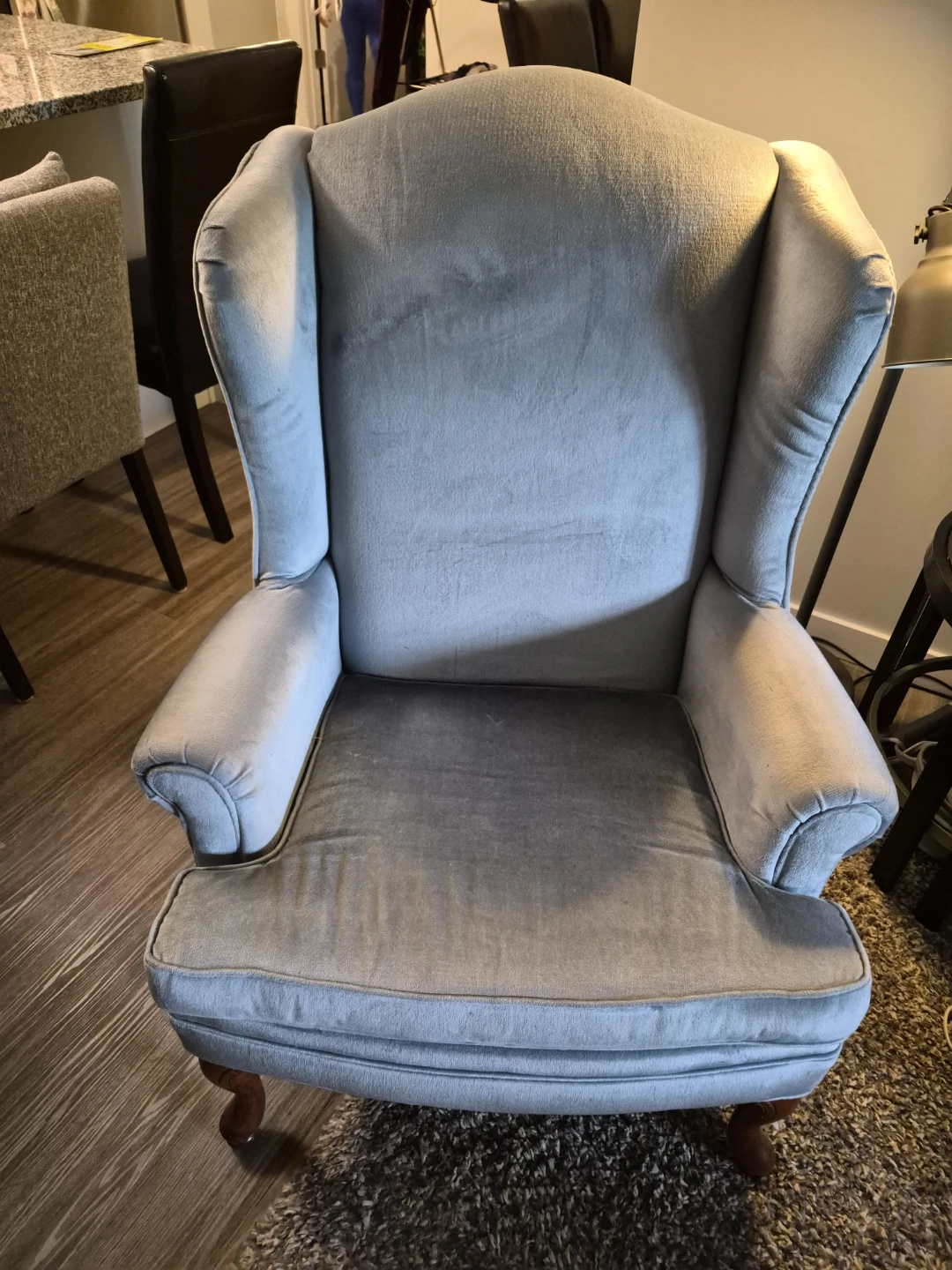 Light Blue Wingback Armchair
