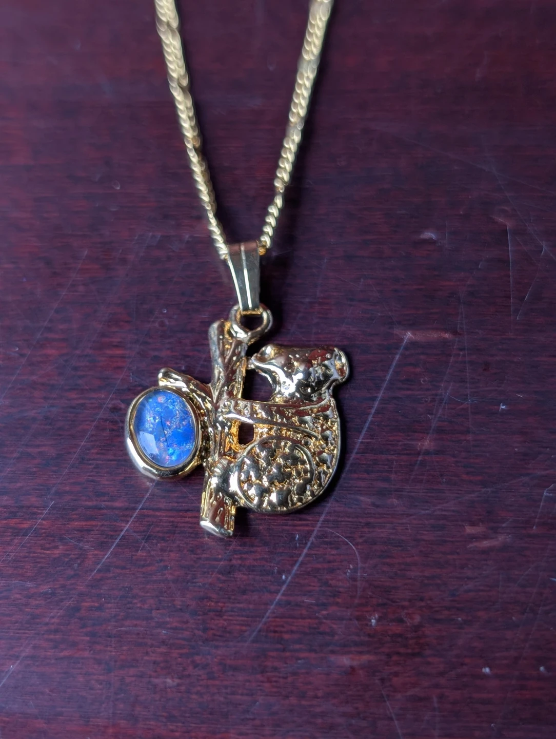 Gold toned Koala Necklace with Blue Stone - photo 2