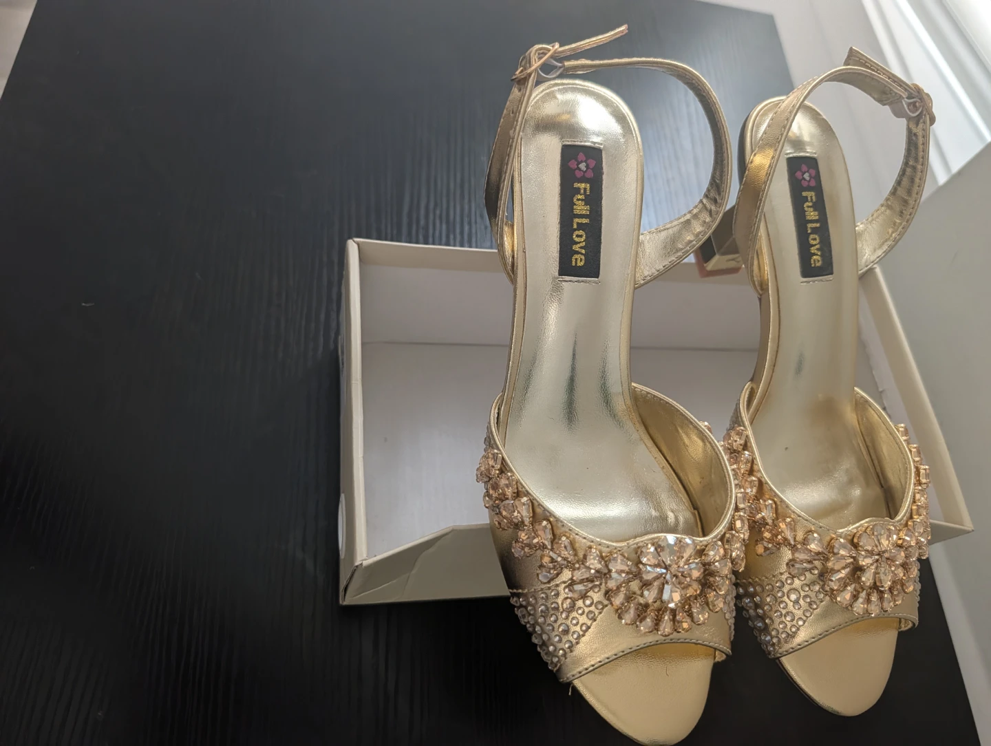 Full Love Gold Embellished Heels Size 38 - photo 4