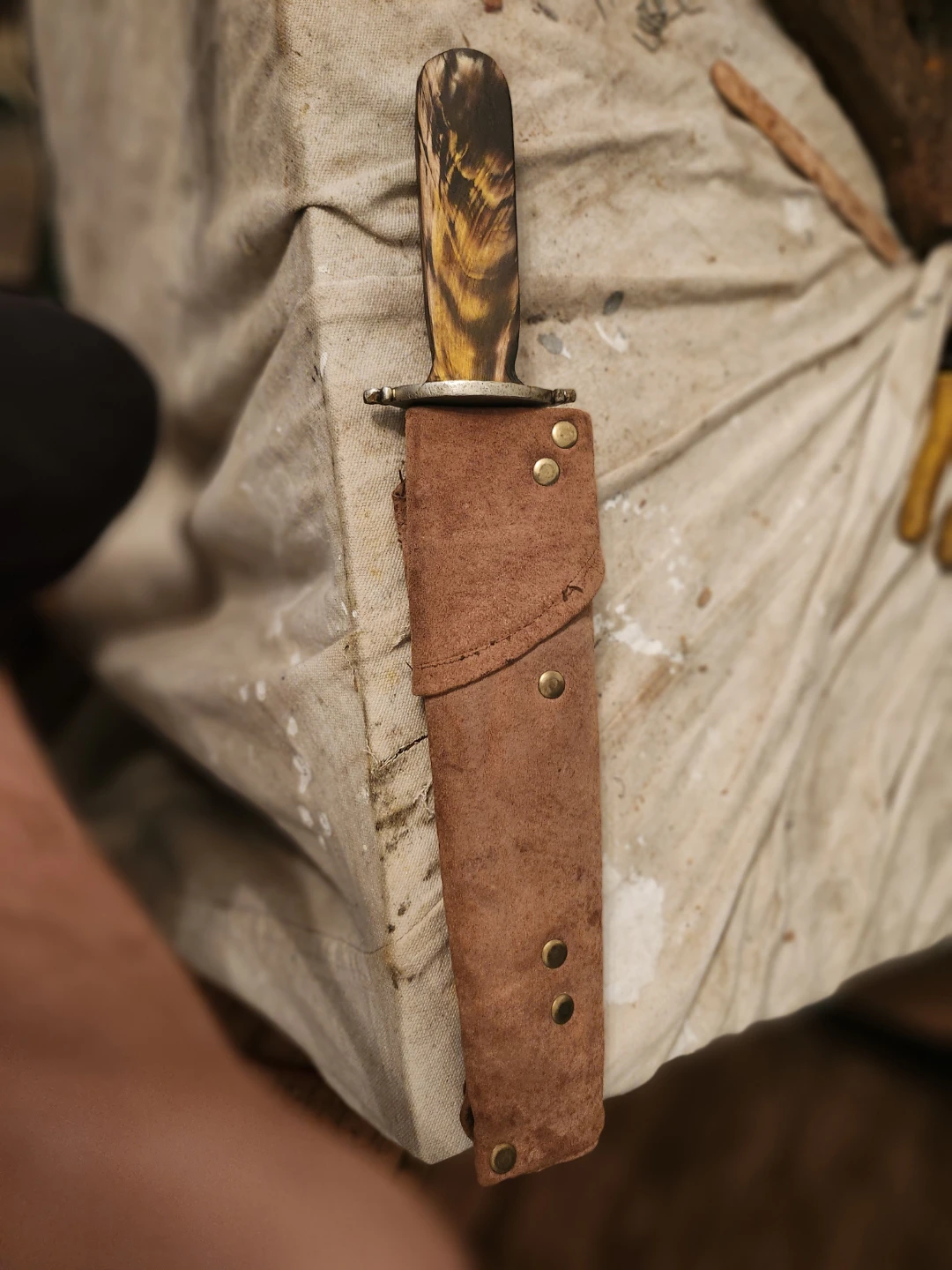 Custom Bowie Knife with Leather Sheath
