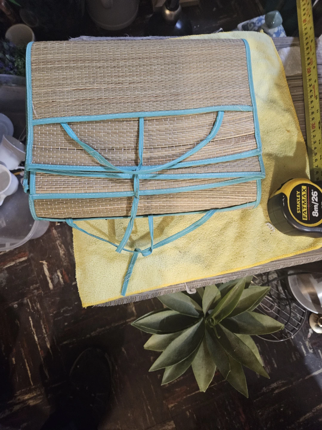 Woven Floor Mat with Teal Trim - photo 2