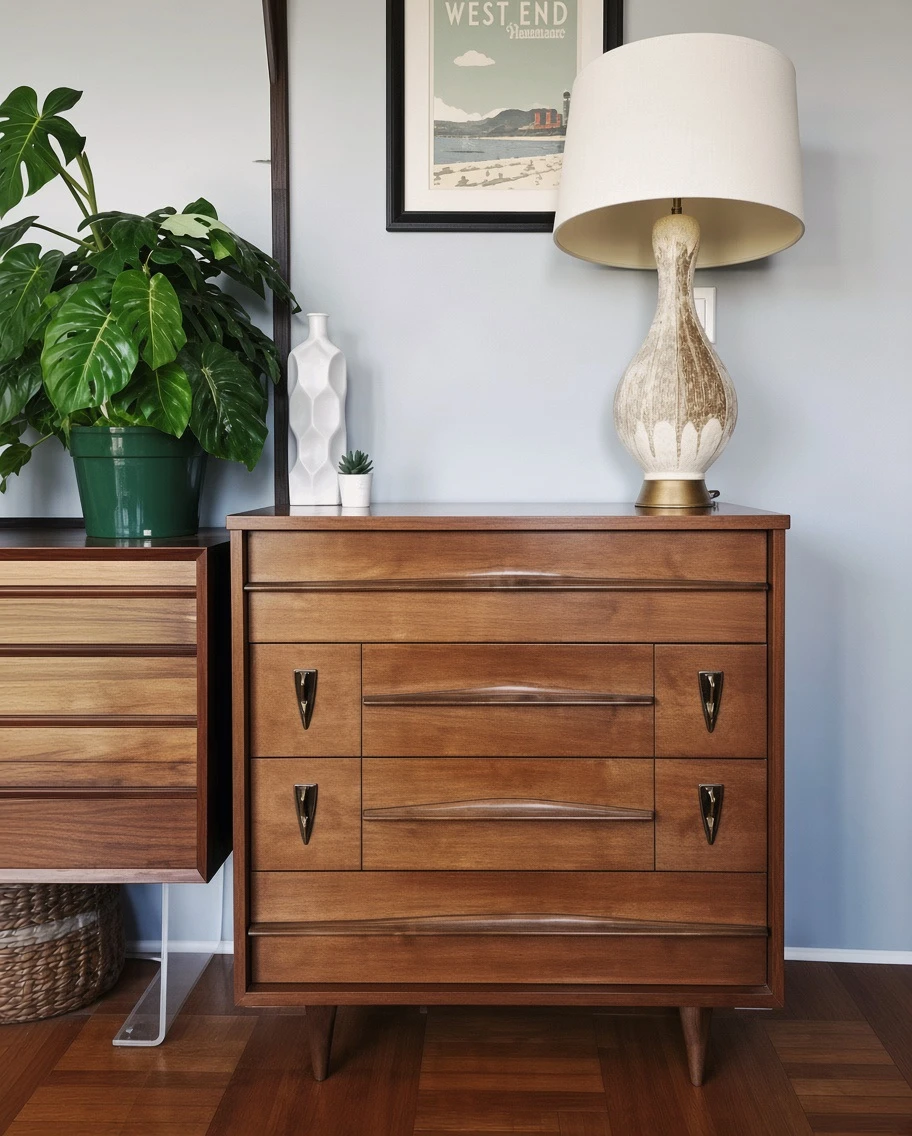 MCM Walnut Four Drawer Dresser (Delivery Available)