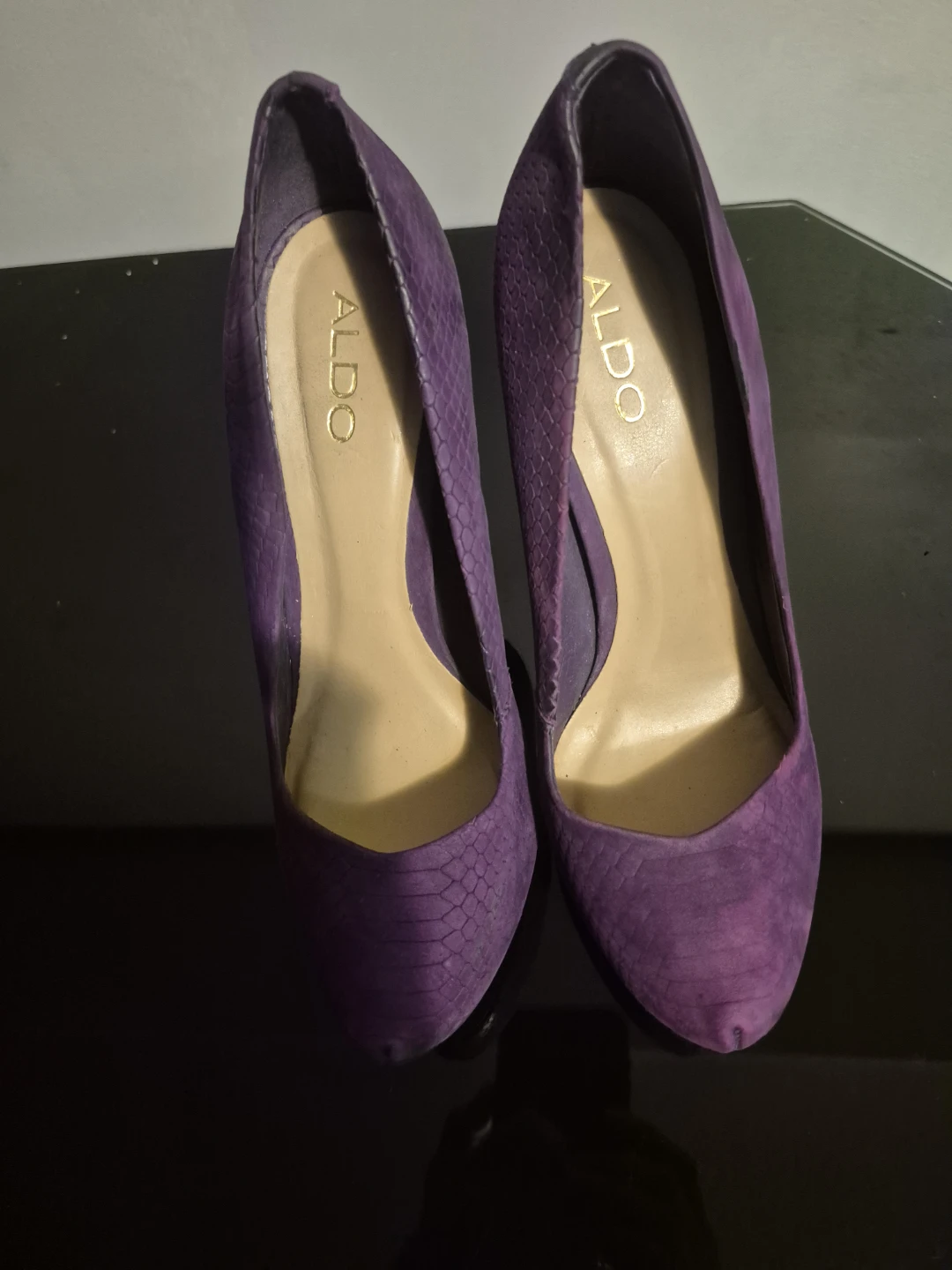 ALDO Purple Suede Snakeskin Heels