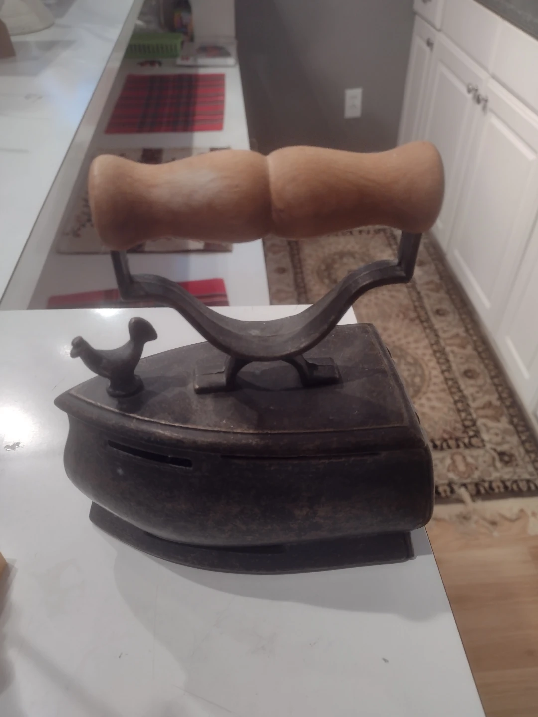 Antique Cast Iron Clothes Iron with Decorative Handle