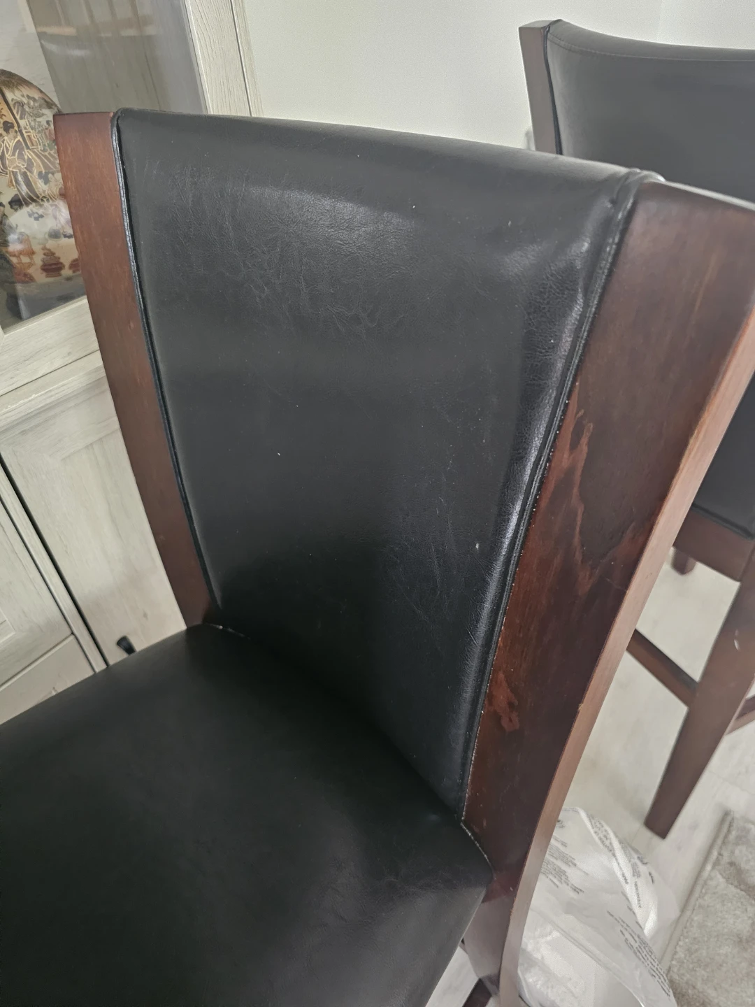 Set of 4 Black Faux Leather Bar Stools