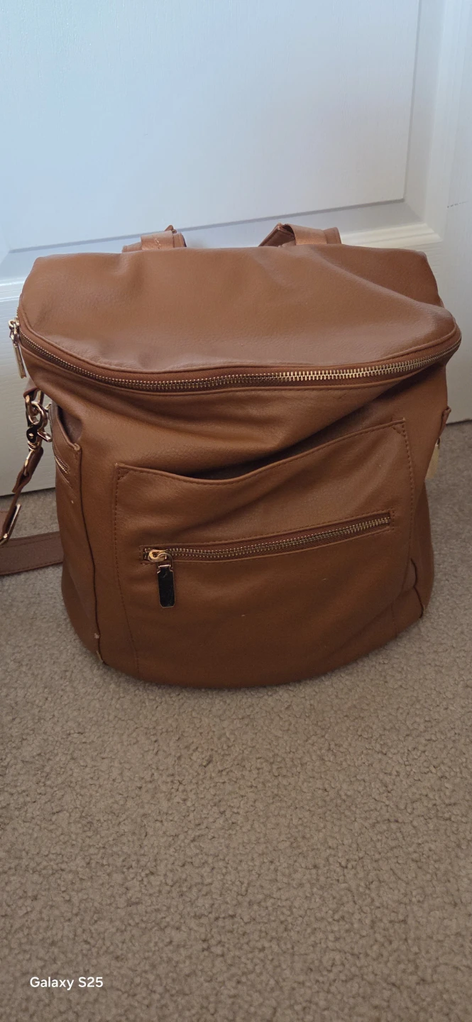 Miss Fong Brown Faux Leather Backpack