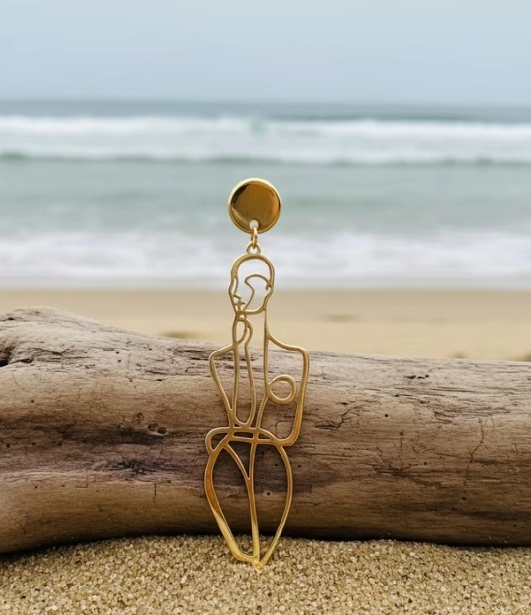 Gold Abstract Figure Dangle Earrings - photo 5