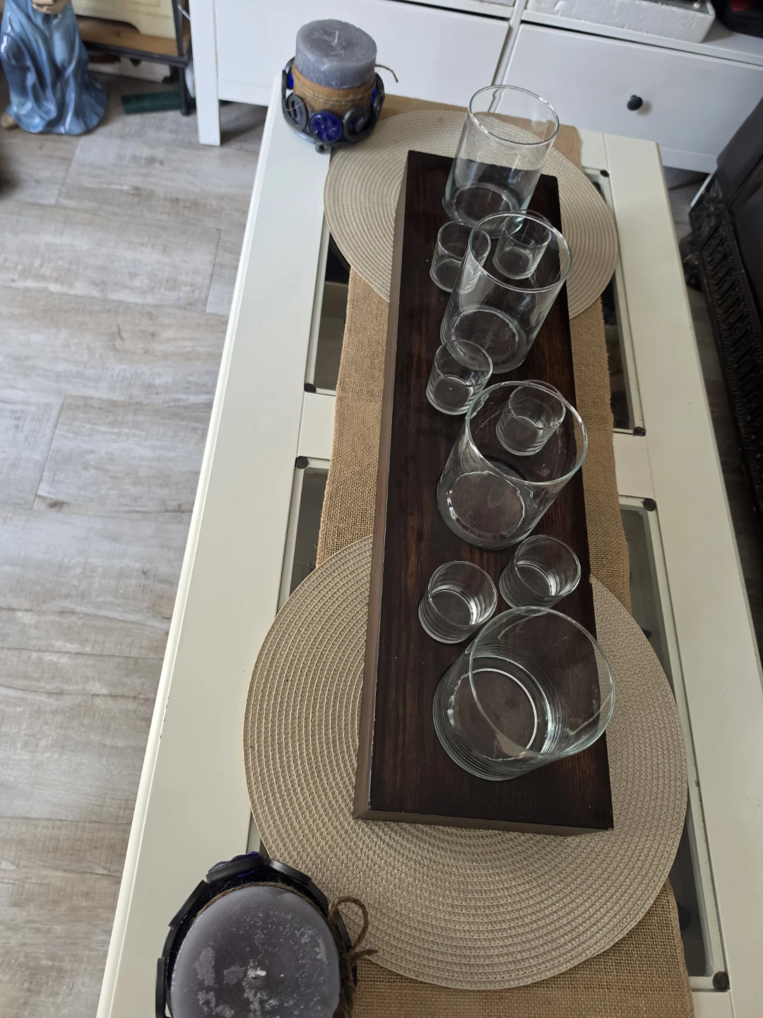 Glass Candle Holder Set with Wooden Base - photo 3