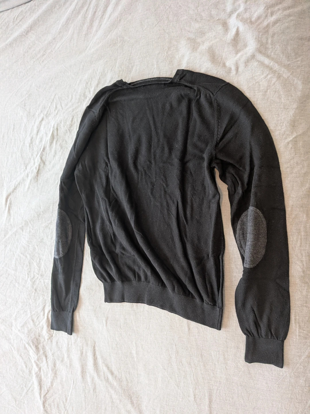 Black Crewneck Sweater with Elbow Patches - photo 2
