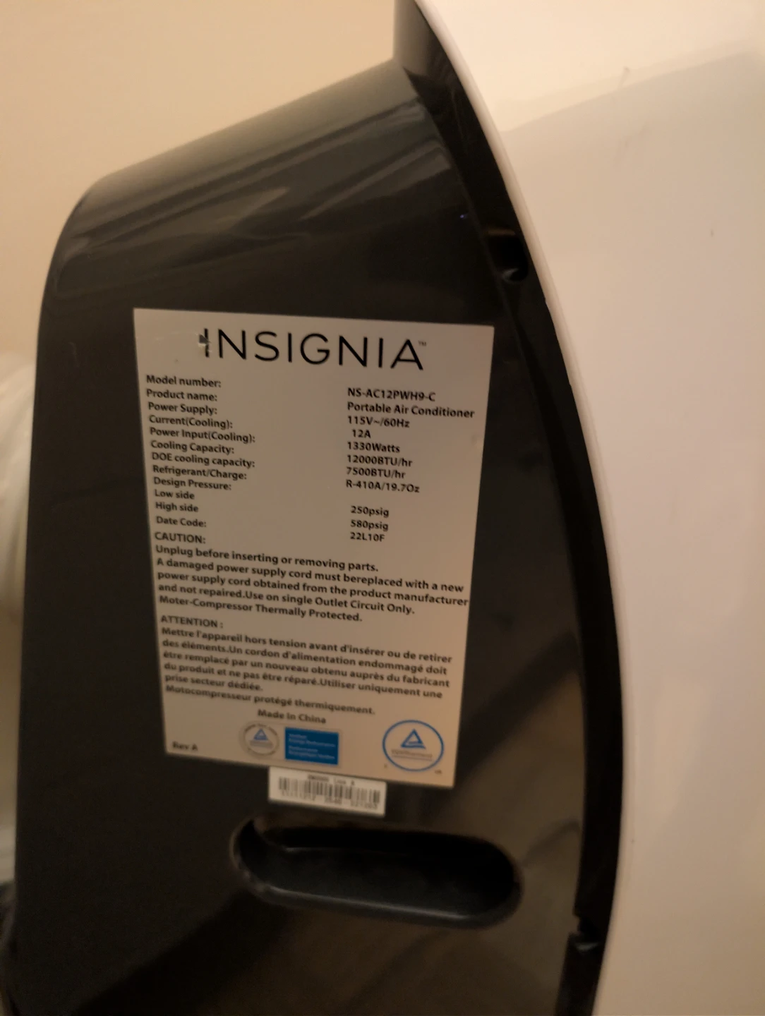 Insignia Portable Air Conditioner 12k BTU - photo 4