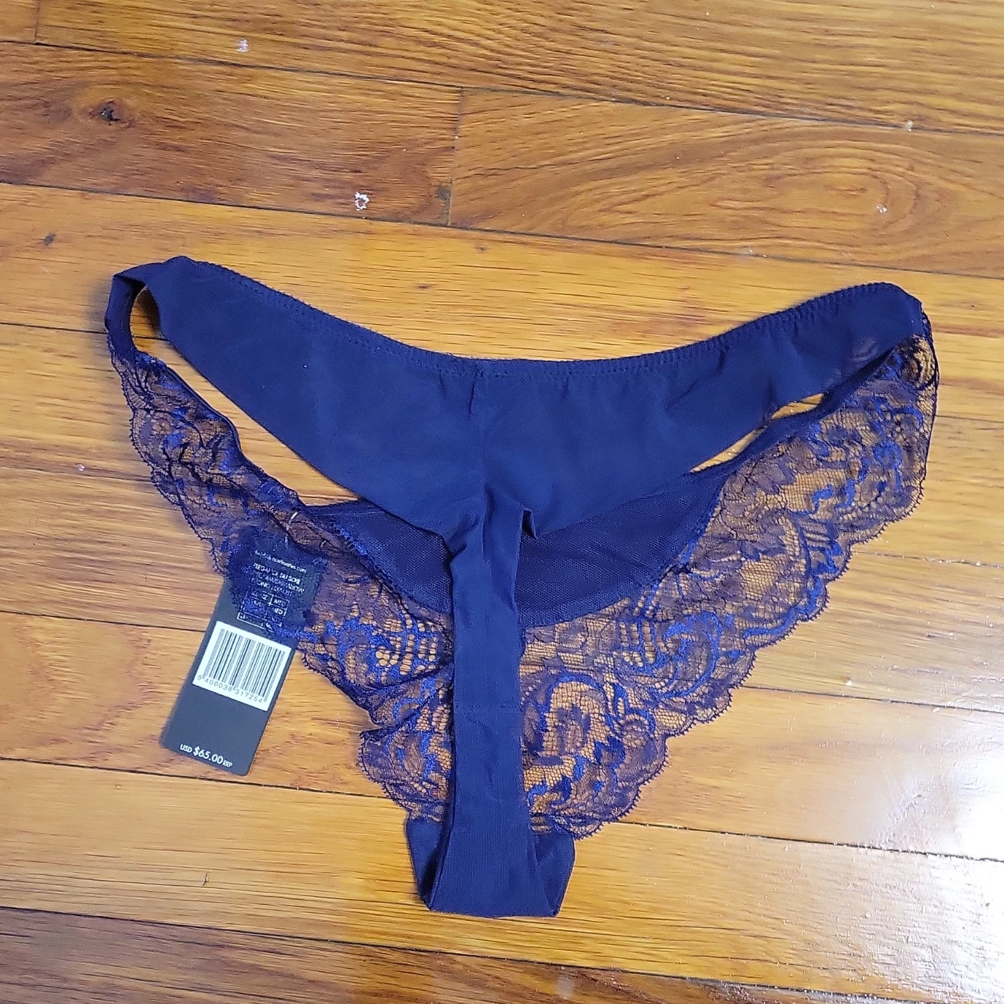 Heidi Klum Intimates Navy Lace Thong Panty - photo 4