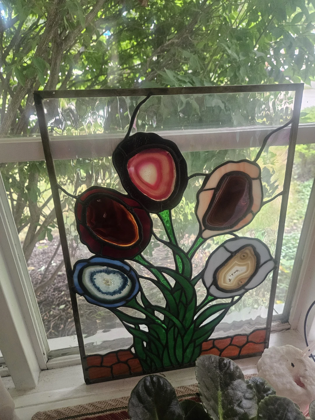 Stained Glass Agate Flower Suncatcher - photo 3