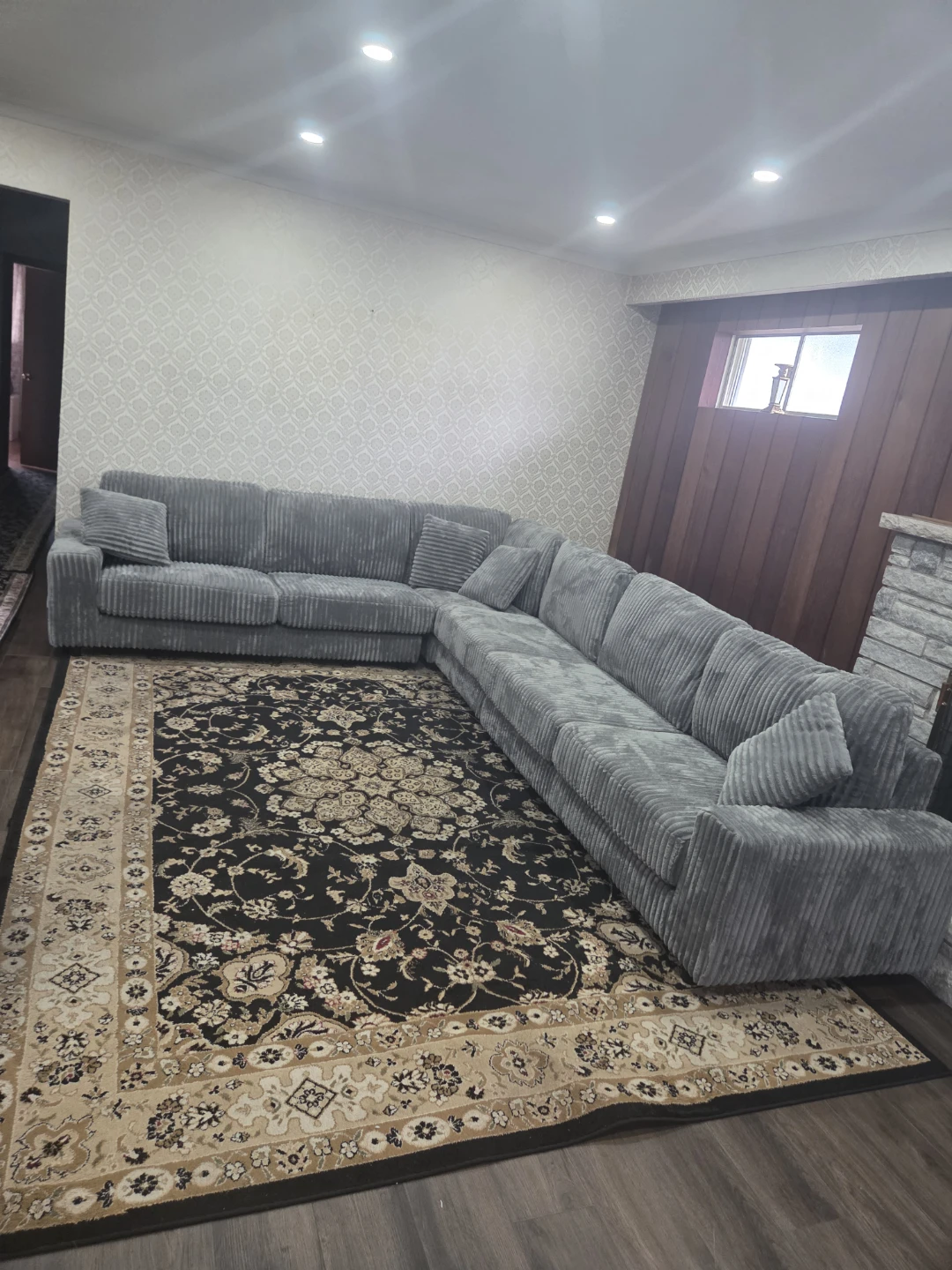 Brand New Grey Corduroy Sectional Sofa  Too Big For Space