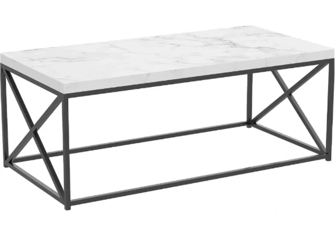 Marble Top Coffee Table with Black Metal Base - photo 2