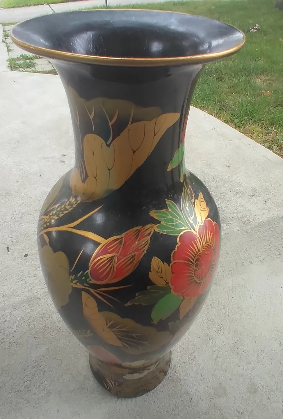 Decorative Black Vase with Floral Design - photo 2
