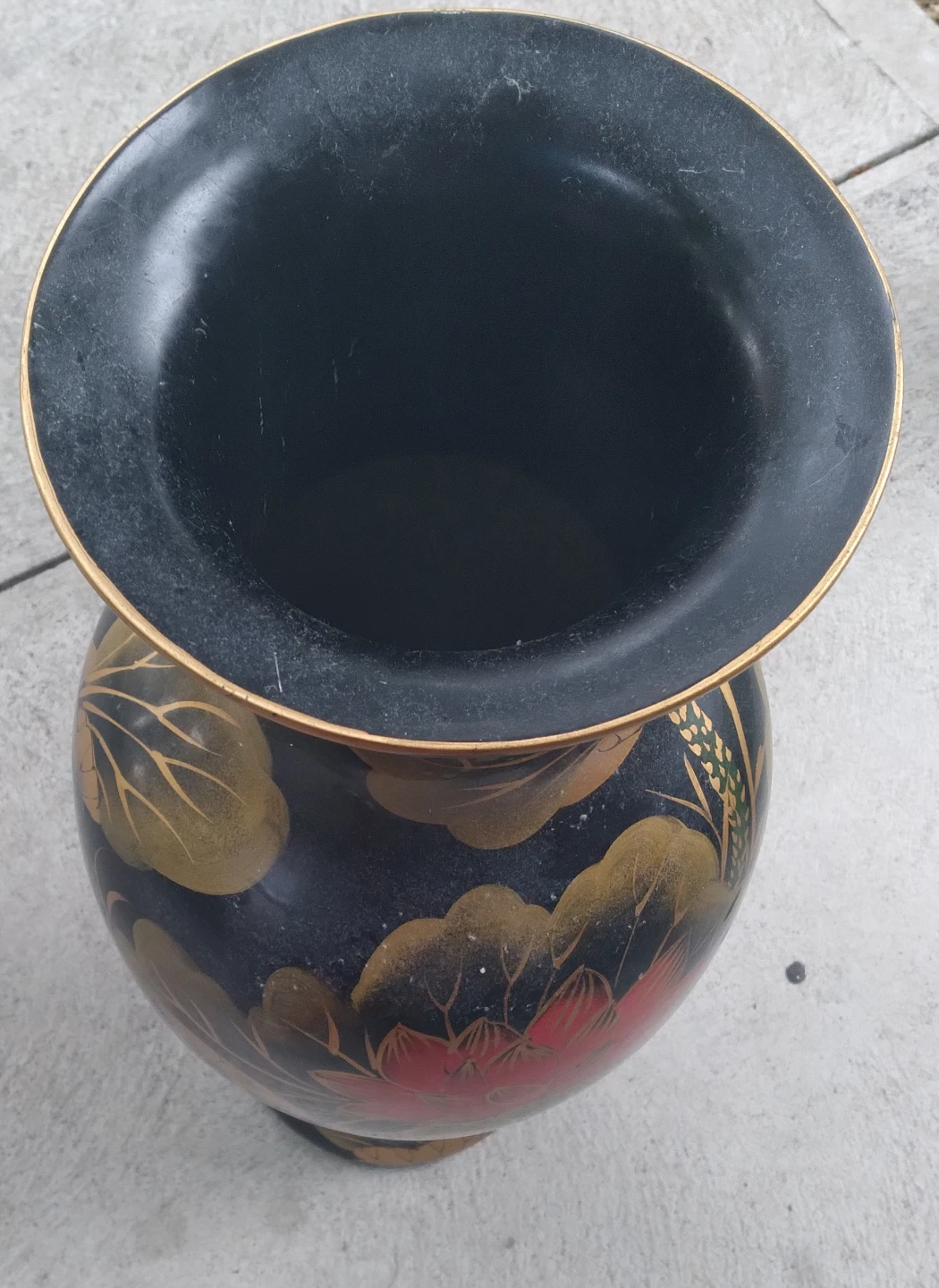 Decorative Black Vase with Floral Design - photo 4