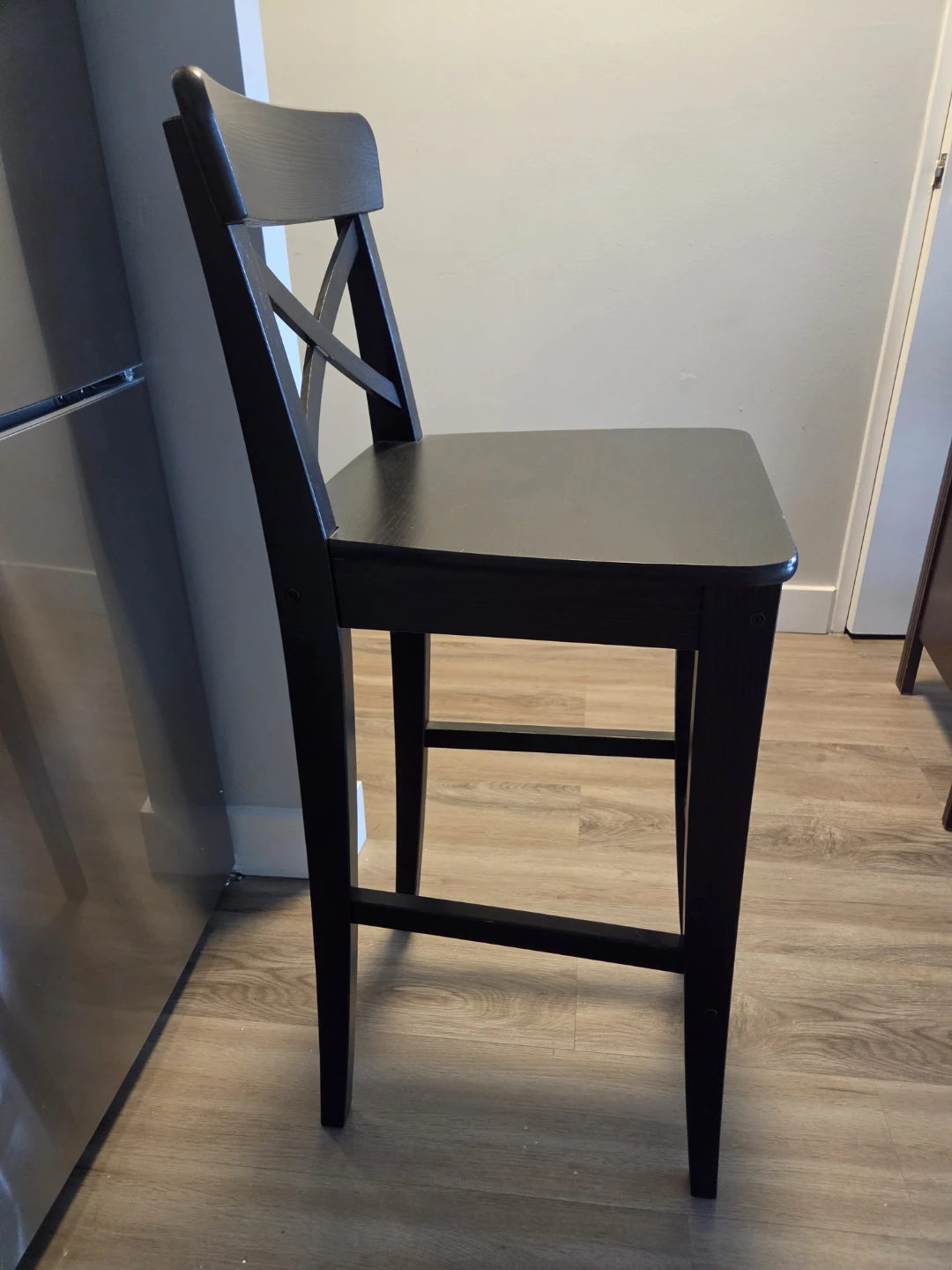 Black Wooden Bar Stool - photo 2