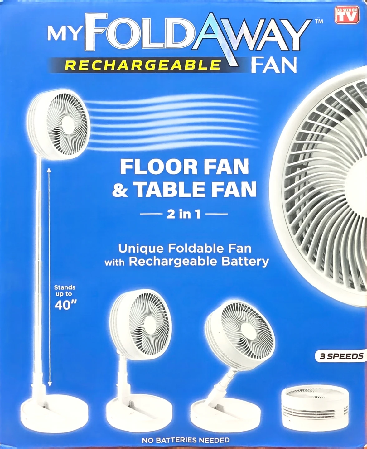 MyFoldAway Rechargeable Floor & Table Fan