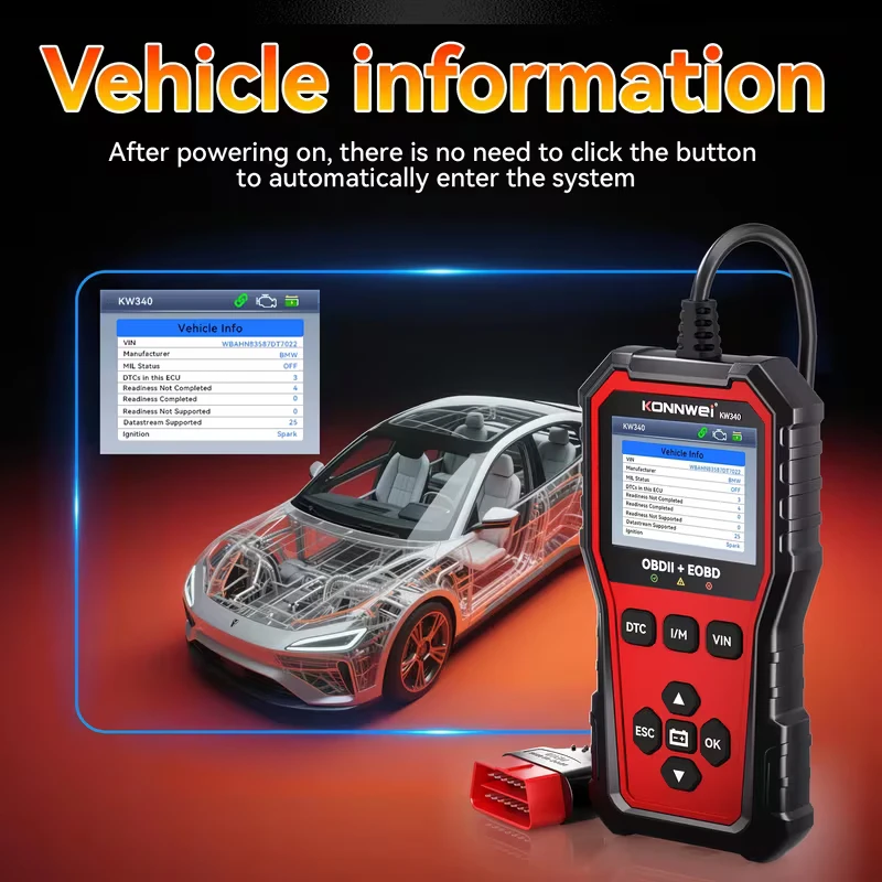 KONNWEI KW340 OBD2 Scanner Diagnostic Tool, Check Engine, - photo 2