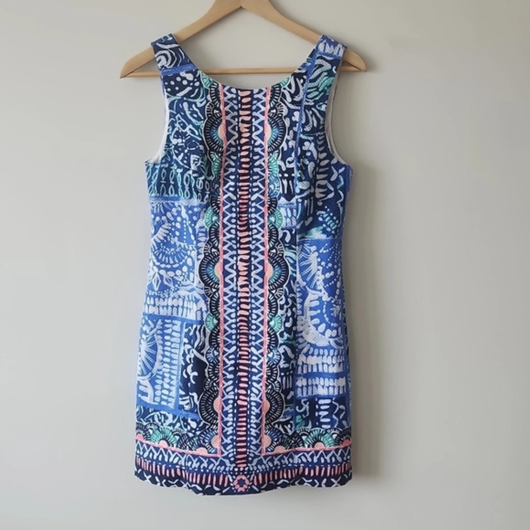 Lilly Pulitzer Mila Shift Dress Deep Indigo Leied Back Sz 4