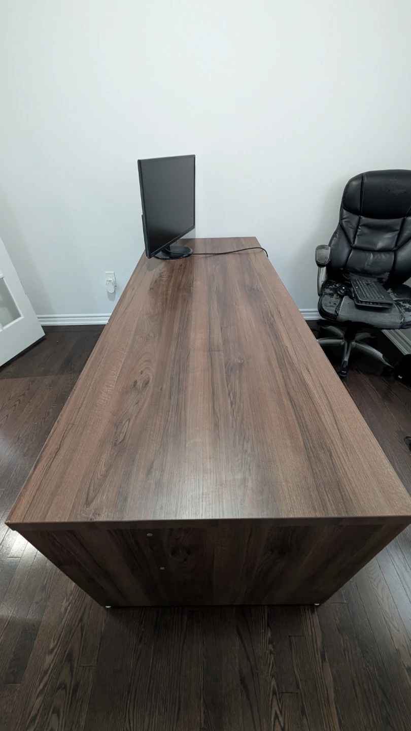 Large wood finish office desk - photo 2