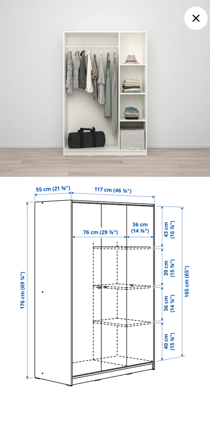 IKEA KLEPPSTAD 3-Door White Wardrobe - photo 3