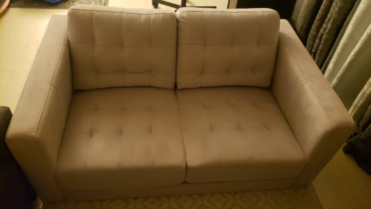 Light Grey  tufted two-seater Loveseat Sofa