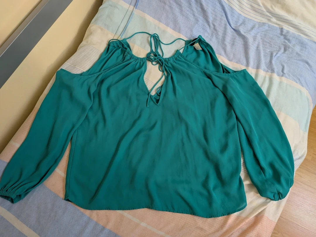 H&M Turquoise Cold Shoulder Blouse