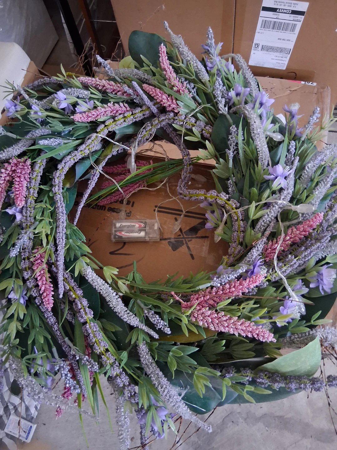 Artificial Flower Wreath with Lights