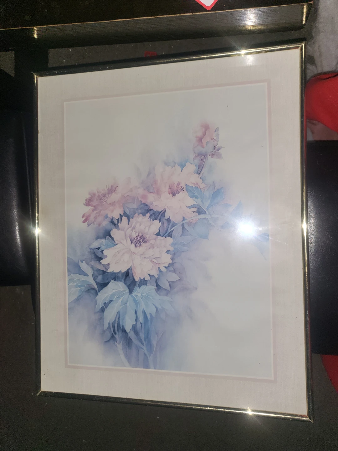 Framed floral watercolor art