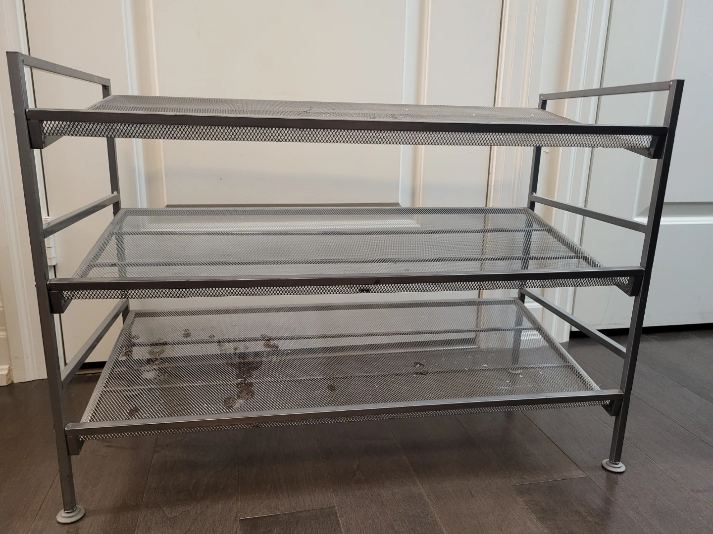 Three Tier Silver Metal Mesh Shoe Rack - photo 3