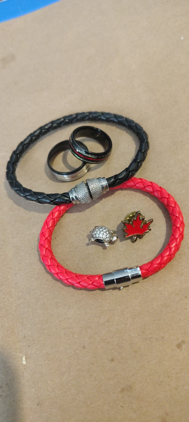 Leather Bracelets, Rings, and Charms Set