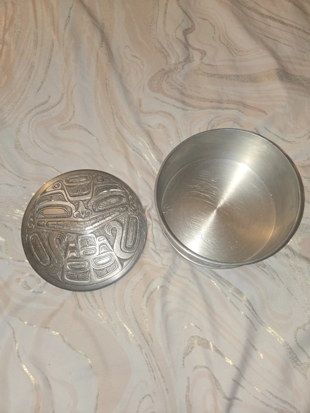 BOMA Round Metal Trinket Box with Indigenous Art - photo 3