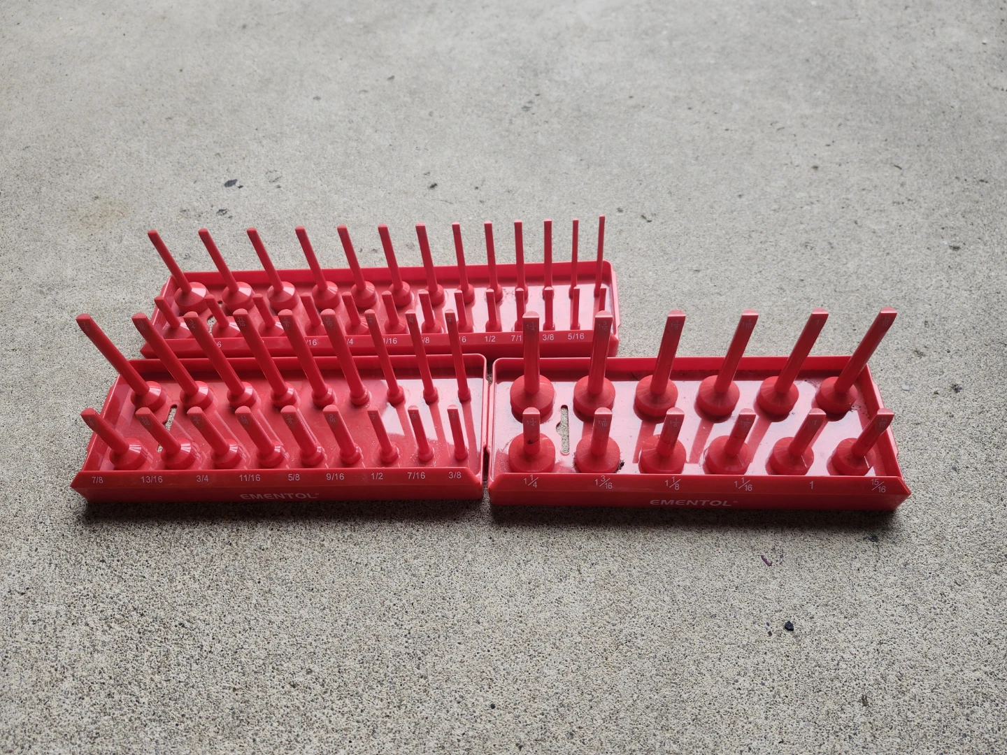 EMENTOL Red SAE Socket Organizer Set