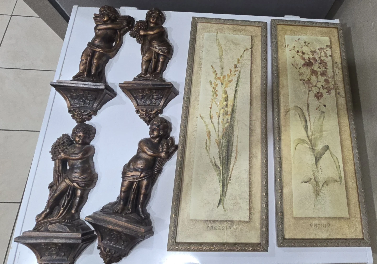 Wall Art Set - Cherub Shelf Sitters & Botanical Prints