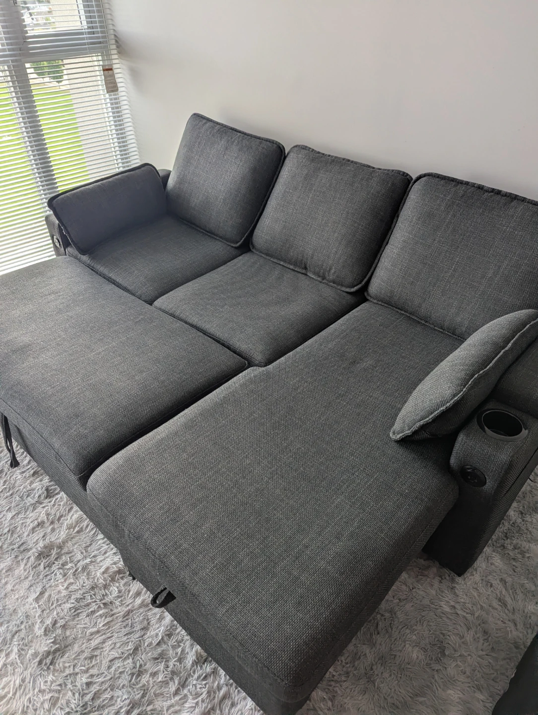 Dark grey sectional sofa with storage - photo 5